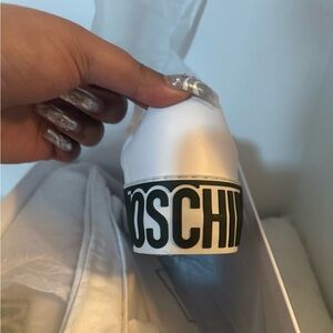 Moschino White Leather Logo Sneakers